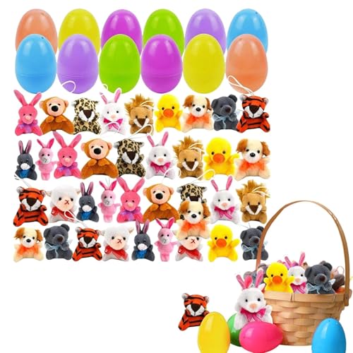 12/24/36 Gefüllte Ostereier mit Kleinspielzeug Colorful Osterei Spielzeug Set mit Eieraufbewahrungsbox Kunststoffe Eingebaute gefüllte Mini-Puppeneier AuffälligKlassenzimmer Anreize für Kinder (B) von Generisch