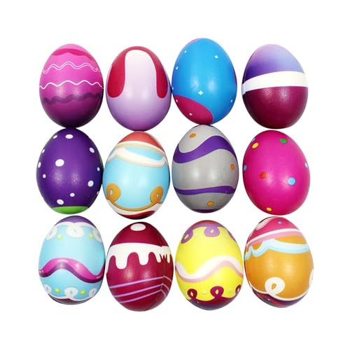 12 Bunte Superweiche Squeeze Ostereier für die Ostereiersuche, Langsam steigender Stressball Spielzeug Kinder, Osterkorbfüller, Stressball für Kinder Erwachsene, Anti Stress Bälle, Ostern Party (D) von Generisch