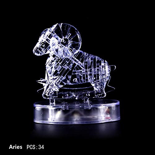 12 Constellation Personalisierte Puzzles LED-kristallleichte Back 3D-Bildung Bausteine Leuchtendes Kristallpuzzle, Puzzle Spielzeug Set Kristallglas Ornament Kristall Geburtstagsgeschenk von Generisch
