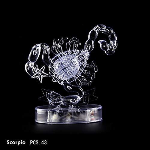 12 Constellation Personalisierte Puzzles LED-kristallleichte Back 3D-Bildung Bausteine Leuchtendes Kristallpuzzle, Puzzle Spielzeug Set Kristallglas Ornament Kristall Geburtstagsgeschenk von Generisch