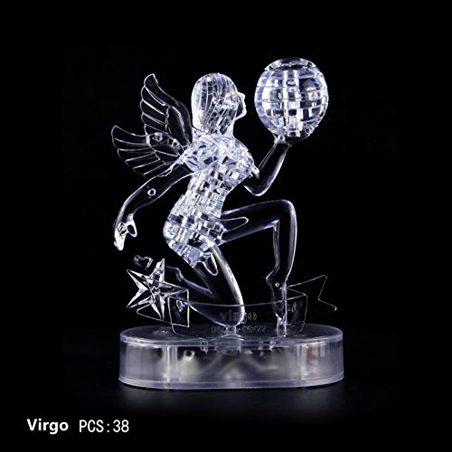 12 Constellation Personalisierte Puzzles LED-kristallleichte Back 3D-Bildung Bausteine Leuchtendes Kristallpuzzle, Puzzle Spielzeug Set Kristallglas Ornament Kristall Geburtstagsgeschenk von Generisch