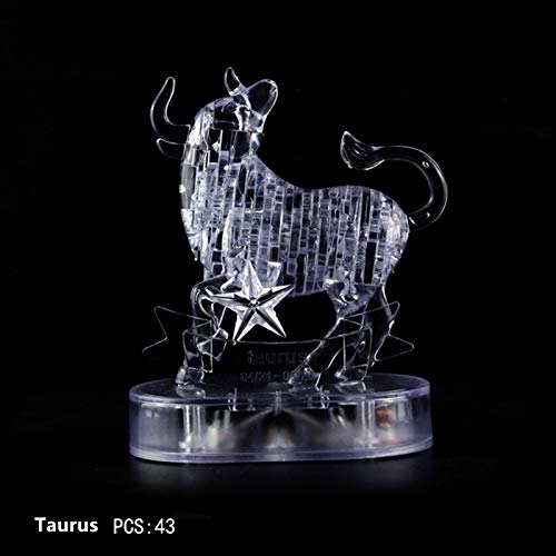 12 Constellation Personalisierte Puzzles LED-kristallleichte Back 3D-Bildung Bausteine Leuchtendes Kristallpuzzle, Puzzle Spielzeug Set Kristallglas Ornament Kristall Geburtstagsgeschenk von Generisch