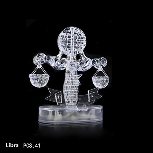 12 Constellation Personalisierte Puzzles LED-kristallleichte Back 3D-Bildung Bausteine Leuchtendes Kristallpuzzle, Puzzle Spielzeug Set Kristallglas Ornament Kristall Geburtstagsgeschenk von Generisch