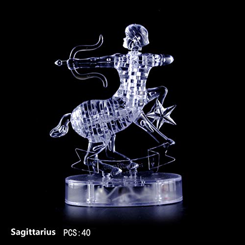 12 Constellation Personalisierte Puzzles LED-kristallleichte Back 3D-Bildung Bausteine Leuchtendes Kristallpuzzle, Puzzle Spielzeug Set Kristallglas Ornament Kristall Geburtstagsgeschenk von Generisch