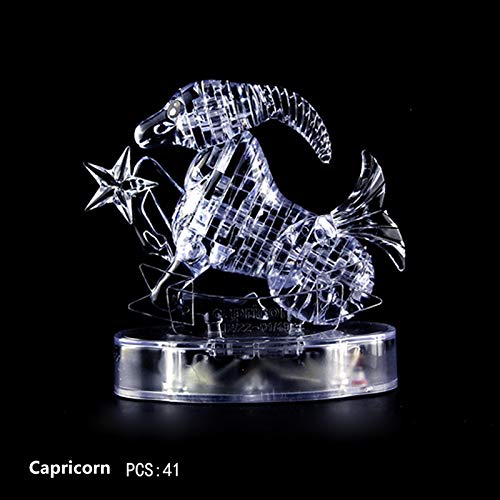 12 Constellation Personalisierte Puzzles LED-kristallleichte Back 3D-Bildung Bausteine Leuchtendes Kristallpuzzle, Puzzle Spielzeug Set Kristallglas Ornament Kristall Geburtstagsgeschenk von Generisch