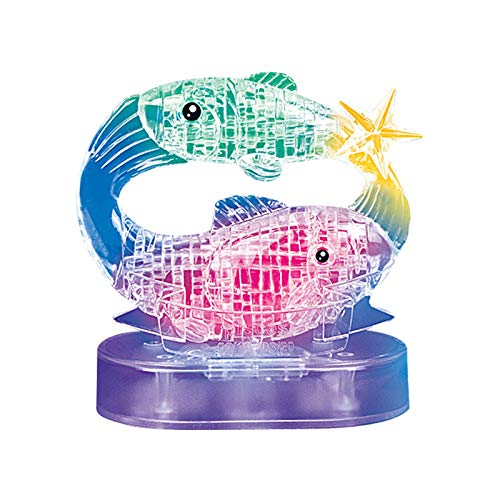 12 Constellation Personalisierte Puzzles LED-kristallleichte Back 3D-Bildung Bausteine Leuchtendes Kristallpuzzle, Puzzle Spielzeug Set Kristallglas Ornament Kristall Geburtstagsgeschenk von Generisch