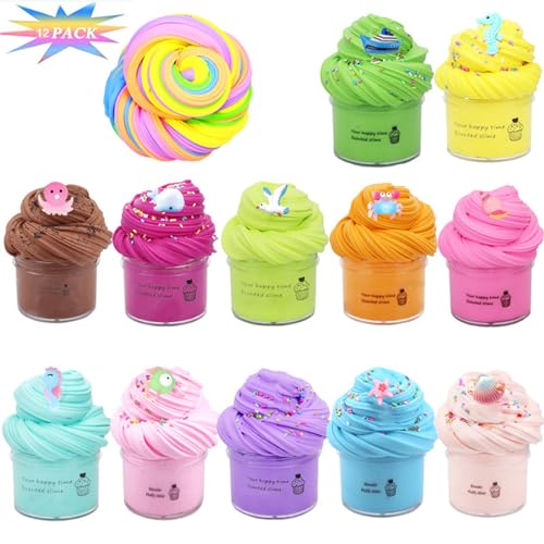 12 Pack Butterschleim Kit, duftende Schleim für Kinder Party, Fluffy schleim Putty Spielzeuge DIY Slime weich und dehnbar Geschenk zum Stressabbau für Jungen und Mädchen 12 Pack Butterschleim Kit, duftende Schleim für Kinder Party, Fluffy schleim Putty Spielzeuge DIY Slime weich und dehnbar Geschenk zum Stressabbau für Jungen und Mädchen von Generisch