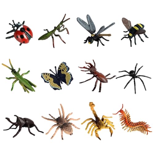 12 Stück M ini Set von Dschungel-Tieren, 12 Verschiedene Arten von Miniaturspielzeugen, für Die Aufklärung von Kindern U ber Insekten (Green, One Size) von Generisch