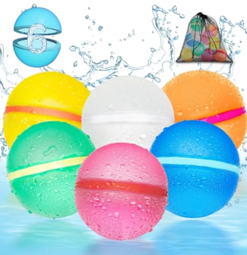 12 Stück Wasserbomben Wasserballons Selbstschließend Magnetische Wiederverwendbar Silikon Spritzbälle mit Mesh Bag,Selbstschließend Magnetische Wasserbomben,Eine Sekunden Schnellfüller von Generisch