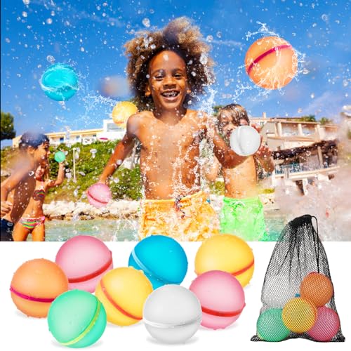16 Stück wiederverwendbare Wasserbomben mit Mesh Bag – Magnetisch selbstschließend & schnell befüllbar für Wasserschlachten und Familienaktivitäten (16) von Generisch