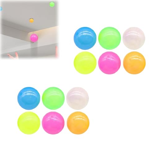 12 -pcs Deckenkugeln leuchtet klebrige Kugeln, leuchten klebrige Wandkugeln Spielzeug | Anti-Stress High Bounce Stretch Kids Sensory Spielzeugball für Schlafzimmer 12 -pcs Deckenkugeln leuchtet klebrige Kugeln, leuchten klebrige Wandkugeln Spielzeug | Anti-Stress High Bounce Stretch Kids Sensory Spielzeugball für Schlafzimmer von Generisch