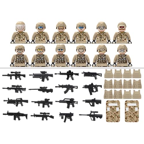 12-teiliges Camouflage Militärfiguren Set,Militärische Minifiguren Basis WW2 Sets, Lernspielzeug Geschenke für Sohn Junge von Generisch