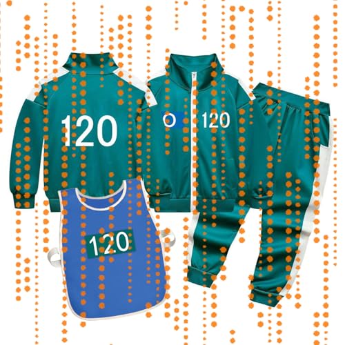 120 Squid Koreanisch Game Kostüme 2-Teilige Sets Halloween Kostüm Jogger mit Jacken Korean Tracksuits for Cosplay Costumes 10-11 Years 120 Squid Koreanisch Game Kostüme 2-Teilige Sets Halloween Kostüm Jogger mit Jacken Korean Tracksuits for Cosplay Costumes 10-11 Years von Generisch