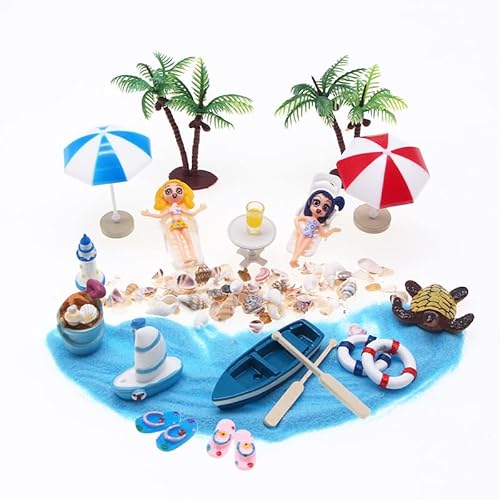 15 Stück Strand-Mikrolandschaft, Mini-Stranddekorationen Miniatur Deko, Strand Zubehör, Sommer Strand Spielzeug, für DIY, Garten, Urlaub Geschenk, Puppenhaus Dekoration (Sonnenschirm Strand) von Generisch