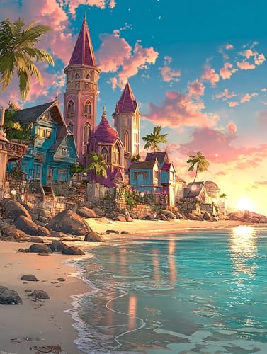 1500 Teile Puzzle für Erwachsene, Strand Schloss, Klassische Puzzles, Pädagogisches Spiel Herausforderung Spielzeug, Puzzlespiele für Die Ganze Familie(1500PCS) von Generisch