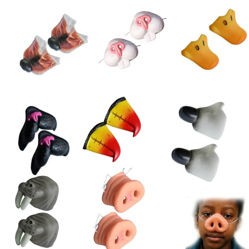 16 Teiliges Multi-Animal Nasen Set Realistische Gummi Nasen Für Kostüm Cosplay Bühne Fotobox Karneval Fasching Einheitsgröße Elastisches Band Ideal Für Themenpartys Und Gruppenauftritte von Generisch