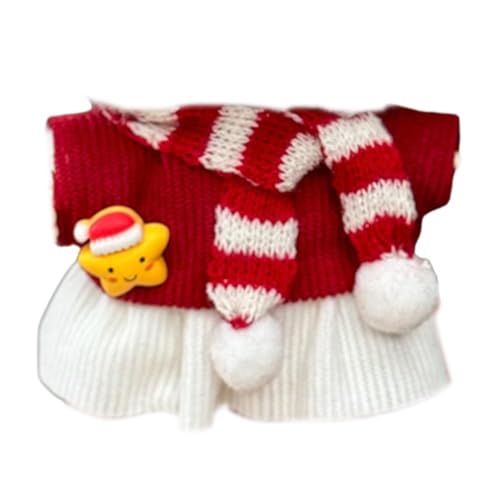 17 cm Puppen Weihnachtskleidung für Labubu V1/V2/V3 Festliches rotes Weihnachts-Hirsch-Zubehör-Set Kleidung Weihnachten für Geschenk-Set Weihnachten Baby Premium Set Kleidung Set Weihnachten für von Generisch