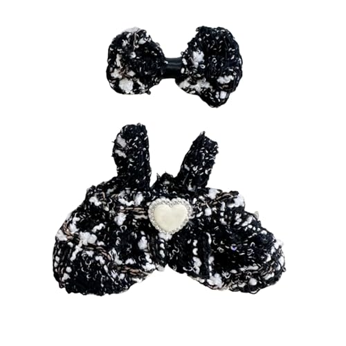 17 cm Puppenkleidung, geeignet für 17 cm große Labubu-Puppen, Zubehör, sitzend, 1 Schleife + 1 Overall-Set, keine Puppe, leicht zu wechselnde Outfits für Puppen, Labubu-Outfit mit (Black, A) von Generisch