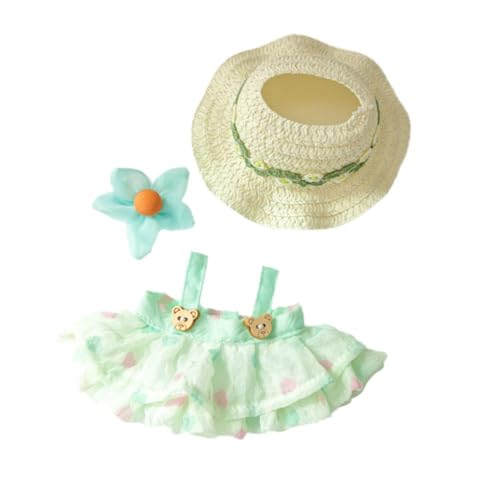 17 cm Puppenkleidung für den Sommer, Strohhut, Blumen, Halfterkleid, Anzug, niedliches süßes Zubehör, Spielzeug für Geschenk, Plüschkleidung 17 cm Puppenkleidung für den Sommer, Strohhut, Blumen, Halfterkleid, Anzug, niedliches süßes Zubehör, Spielzeug für Geschenk, Plüschkleidung von Generisch