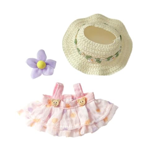 17 cm Puppenkleidung für den Sommer, Strohhut, Blumen, Halfterkleid, Anzug, niedliches süßes Zubehör, Spielzeug für Geschenk, Plüschkleidung 17 cm Puppenkleidung für den Sommer, Strohhut, Blumen, Halfterkleid, Anzug, niedliches süßes Zubehör, Spielzeug für Geschenk, Plüschkleidung von Generisch