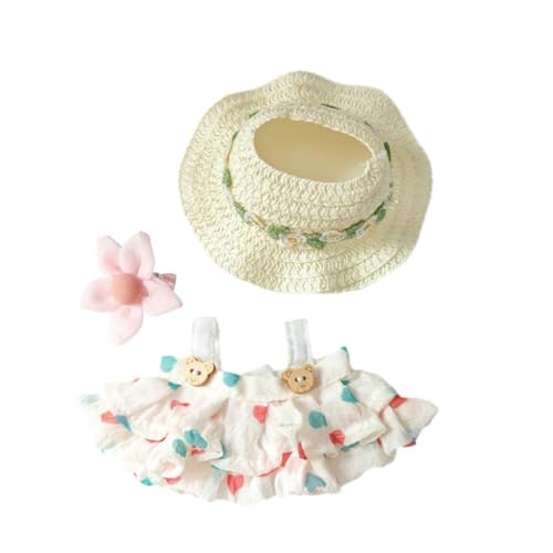 17 cm Puppenkleidung für den Sommer, Strohhut, Blumen, Halfterkleid, Anzug, niedliches süßes Zubehör, Spielzeug für Geschenk, Plüschkleidung 17 cm Puppenkleidung für den Sommer, Strohhut, Blumen, Halfterkleid, Anzug, niedliches süßes Zubehör, Spielzeug für Geschenk, Plüschkleidung von Generisch