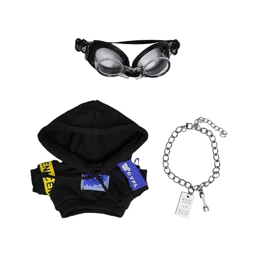 17cm Puppenkleidung Set - Entzückendes 3-teiliges Outfit mit Hoodie, Brille & Halskette, stilvolle Dress-Up austauschbare Kleidung für Plüschtiere 17cm Puppenkleidung Set - Entzückendes 3-teiliges Outfit mit Hoodie, Brille & Halskette, stilvolle Dress-Up austauschbare Kleidung für Plüschtiere von Generisch