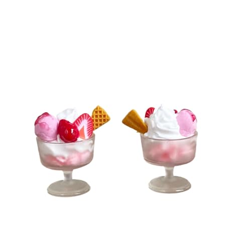 1pc Miniatur Puppenhaus Lebensmittel Spielzeug mit Erdbeer Kugel Rosa Eiscreme Tasse für Kinder Geschenk von Generisch