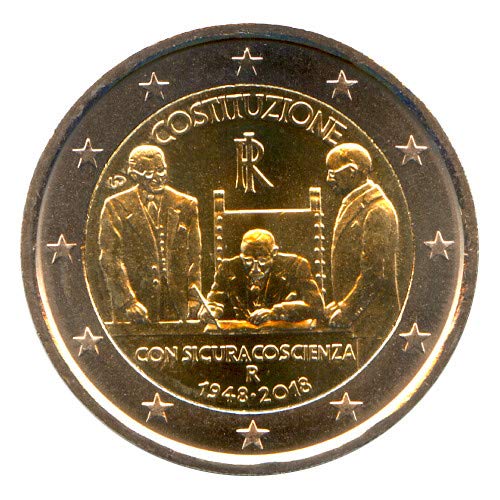 2 Euro Münze 2018 Italien Verfassung Sondermünze Gedenkmünze IT18VE07 von Generisch