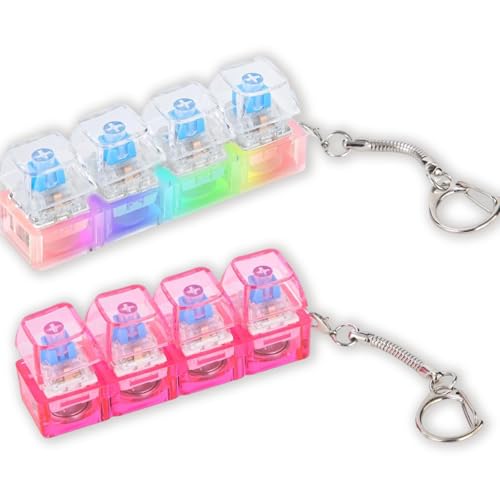 2 Pcs Keyboard Fidget Toy, Keyring Fidget Keychain with Light, Stress Relief Toy for Adults and Kids, Funny Keyboard Clicker Decompression Gift for Boys and Girls von Generisch