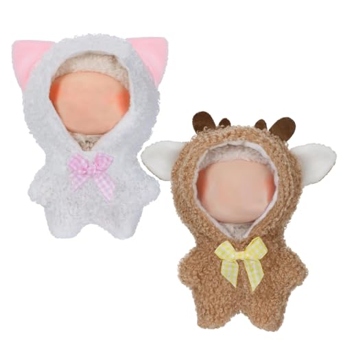 2 Sets Kleidung für 17 cm große Puppen – Katzen- und Elch-Body Outfit Zubehör für Anziehpuppen Mädchen Frauen Geschenke (Dolle nicht enthalten) von Generisch