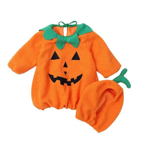 2-Teiliges Set Halloween Kostüm Baby Unisex, Süßes Kürbis kostüm für Babys, Lange Ärmel Baumwolle Baby Halloween Kürbiskostüm, Karnevalskostüm Strampler Von 0-18 Monaten - Faschingskostüm Säuglin 2-Teiliges Set Halloween Kostüm Baby Unisex, Süßes Kürbis kostüm für Babys, Lange Ärmel Baumwolle Baby Halloween Kürbiskostüm, Karnevalskostüm Strampler Von 0-18 Monaten - Faschingskostüm Säuglin von Generisch
