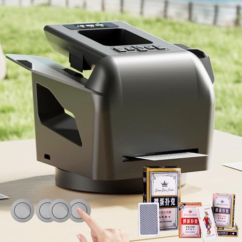2-in-1 Automatischer Kartenmischer & Dealer, 360° Drehmaschine mit 4 Wireless-Tasten für Casino Tischzubehör von Generisch