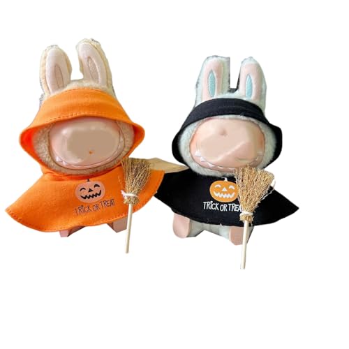 2-teiliges Halloween-Puppen-Outfit-Set für 17 cm große Puppen, luxuriöser Kürbis – Themen-Umhänge mit Besen-Zubehör, niedliches Kleid – Up-Set (Puppe nicht im Lieferumfang enthalten) von Generisch