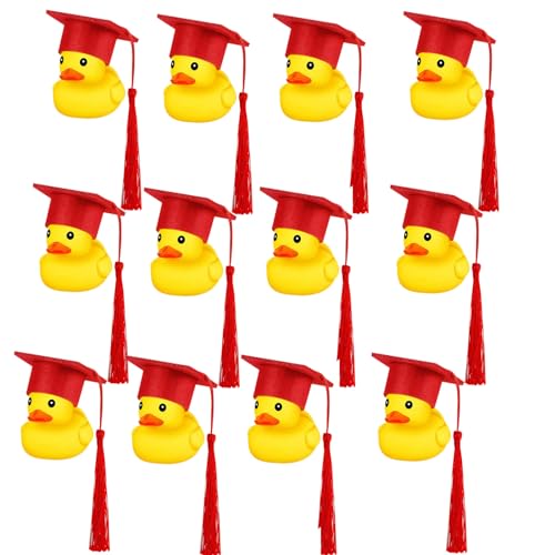 2024 Abschlussfeier Gummi-Ente | Graduation Party Dekorationen, Geschenke, Geschenke | Klasse von 2024 | 3“ Plastik-Gummiente (Rot) von Generisch