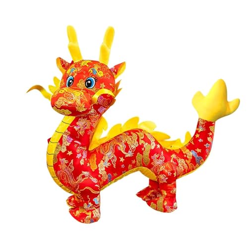 2024 Jahr Chinesischen Drachen Satin Tuch Puppe Drachen Puppe Plüsch Puppe Dekoration Sternzeichen Drache Puppe Geschenk Reisegerechtes Kuscheltier (A, One Size) von Generisch