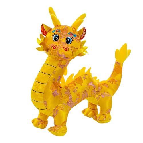 2024 Jahr Chinesischen Drachen Satin Tuch Puppe Drachen Puppe Plüsch Puppe Dekoration Sternzeichen Drache Puppe Geschenk Reisegerechtes Kuscheltier (B, One Size) von Generisch
