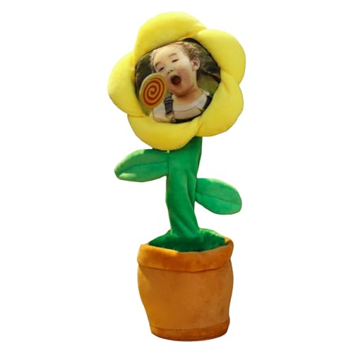 2025 Benutzerdefiniertes tanzendes sprechendes Sonnenblumenspielzeug, tanzende Blume mit benutzerdefiniertem Gesicht, was Sie Sagen, singt, imitiert Schallplatten mit 50 Liedern, (Yellow, One Size) von Generisch