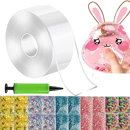2025 DIY-Bastelset - 20 Packung Tape Bubbles Nano Bubble Tape Seifenblasen-Set, Magisches Seifenblasen-Klebeband für Geburtstagsgeschenke, Transparentes Set mit Inflator und Seifenblasenfüller 2025 DIY-Bastelset - 20 Packung Tape Bubbles Nano Bubble Tape Seifenblasen-Set, Magisches Seifenblasen-Klebeband für Geburtstagsgeschenke, Transparentes Set mit Inflator und Seifenblasenfüller von Generisch
