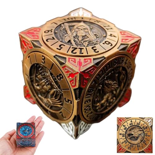 2025 DND Fidget Spinner Würfel, 7-in-1 Metallwürfelset mit 3D-Relief-Drachendesign, Polyedrische Rollenspielwürfel, Fantasy-RPG-Polyedrisches Würfelset für DM & Spieler (Gold) von Generisch