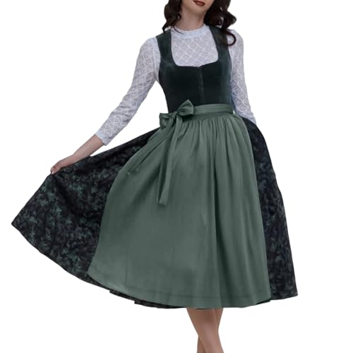 2025 Oktoberfest Bierfestkostüm für Damen, Elegantes Cosplay-Kleid-Set für Oktoberfest, Hochzeit Party-Outfit Anime Cosplay Kostüme Frauen (Dark Green, XXL) von Generisch