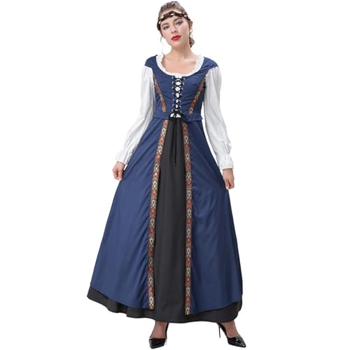 2025 Oktoberfest Dirndl Damen Elegantes Cosplay-Kleid, Hofkleid für Damen, Retro-, Oktoberfest-Kostüm, Performance-Outfit mit Superheld Spandex Kostüm Cosplay 3d Zentai Voller Bodysuit (Dark Blue, M) 2025 Oktoberfest Dirndl Damen Elegantes Cosplay-Kleid, Hofkleid für Damen, Retro-, Oktoberfest-Kostüm, Performance-Outfit mit Superheld Spandex Kostüm Cosplay 3d Zentai Voller Bodysuit (Dark Blue, M) von Generisch