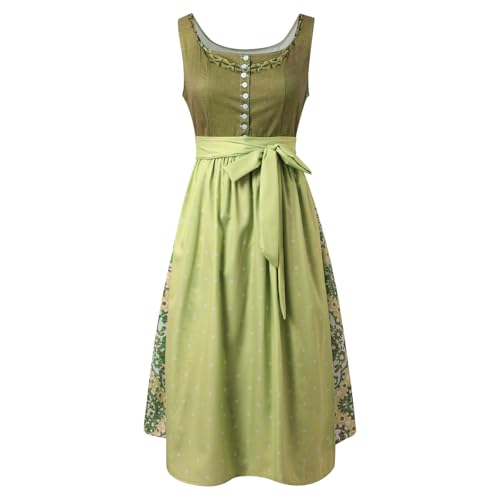2025 Oktoberfest Dirndl Damen Elegantes Cosplay-Kleid im bayerischen Stil, Kostüm für Damen, Spitzenweste, Schürze, Outfit, perfekt für Oktoberfest-Partys, Pelziges Kostüm Cosplay Wolf (Green, XXXXL) von Generisch