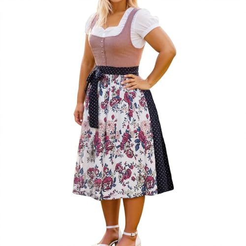 2025 Oktoberfest Dirndl Damen Stilvolles Cosplay-Kleid, elegantes Hofkleid, Spitzenschürze, Weste, Kostüm für Bierfest, Halloween-Party, Messe-Themenveranstaltungen Deku Cosplay (Watermelon Red, XL) 2025 Oktoberfest Dirndl Damen Stilvolles Cosplay-Kleid, elegantes Hofkleid, Spitzenschürze, Weste, Kostüm für Bierfest, Halloween-Party, Messe-Themenveranstaltungen Deku Cosplay (Watermelon Red, XL) von Generisch