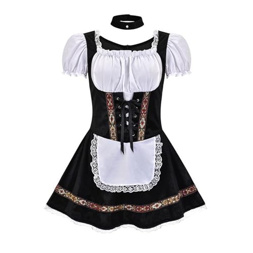 2025 Oktoberfest Ein modisches Oktoberfest-Kleiderset für Damen Cosplay-Kostüm Für Männer (Black, S) von Generisch