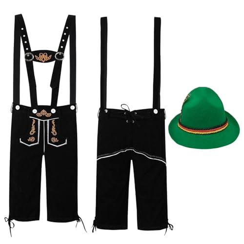 2025 Oktoberfest Ethnische männliche traditionelle Oktoberfest-Outfits Latzhose Overall Hut Zweiteiler Asuna-Kostüm-Cosplay (Green, XXL) von Generisch