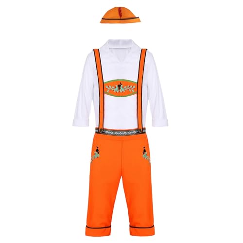 2025 Oktoberfest Kinder Cosplay Kostüm Festival Kleidung für Kinder Dress Up Outfit für Oktoberfest Tragen Verspieltes Kleid Veranstaltungen Feier Allgemeines Schweres Kostüm Cosplay (Orange, M) von Generisch
