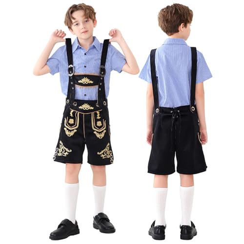 2025 Oktoberfest Kinder Halloween Bier Festival Bequeme bestickte Arbeitskleidung Kariertes Hemd Party Bier Set Halloween Cosplay Kostüme Für Männer Alten Ägyptischen Pharao (Blue, 4-5 Years) von Generisch