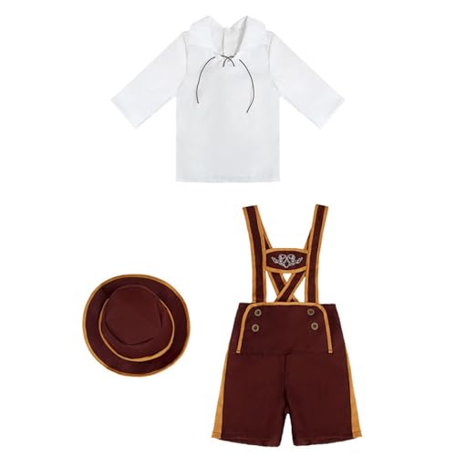 2025 Oktoberfest-Kragenbluse für kleine Mädchen, langärmelig, schlichtes T-Shirt, Cosplay-Kostüme für Kinder, Anime, Braun, Größe L von Generisch