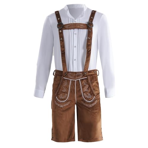 2025 Oktoberfest Stil Cosplay Kostüm Bier Festival Outfit Mit Hosenträgern Weste Für Männer Frauen Unisex Historische Themenparty Hübsches Heilungs-Cosplay-Kostüm (Brown, XXXL) von Generisch
