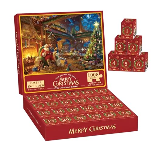 2025 Weihnachts Adventskalender | 24 Puzzle Countdown Kalender für Weihnachten - Lustiges Interaktives Spielzeug für Saisonale Klassenraum von Generisch